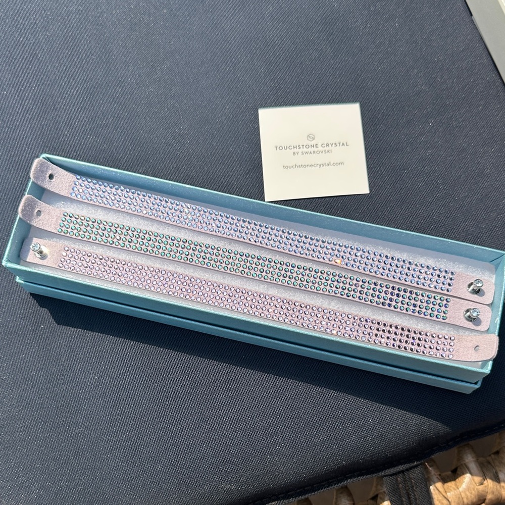 Touchstone Crystal Silver and Pink Belt Set
